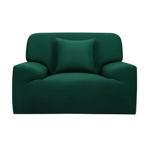 Stretch Sofa Cover Solid Couch Covers with One Pillowcase Dark Green Small